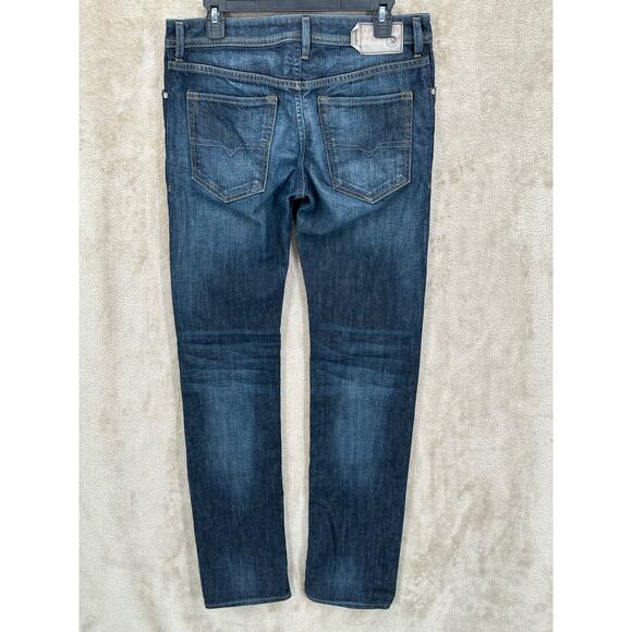 Diesel Jeans Men 30x34 Buster Regular Slim Tapered Button Fly Dark Wash Designer - Picture 4 of 13